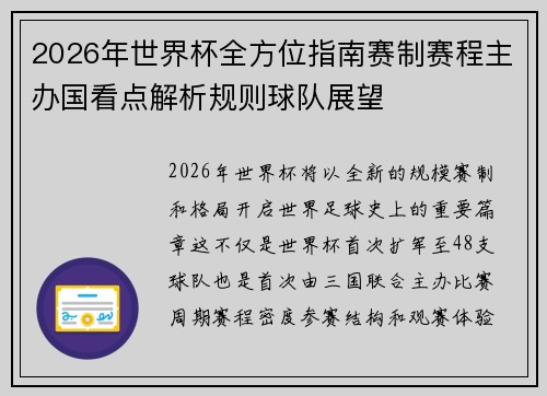 2026年世界杯全方位指南赛制赛程主办国看点解析规则球队展望 2026年世界杯全方位指南赛制赛程主办国看点解析规则球队展望